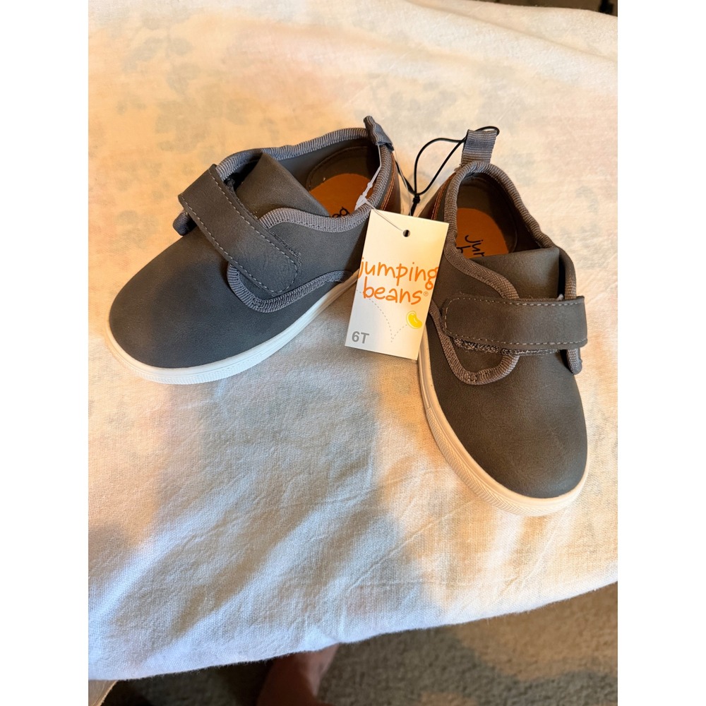 Jumping beans boy shoe size 6T hook-and-loop strap gray NWT